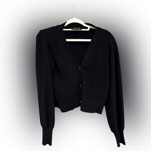 Truth by Republic Black Button-Up Cardigan